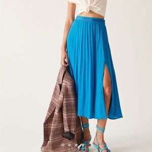 Anthropologie Vibrant Blue Midi Skirt